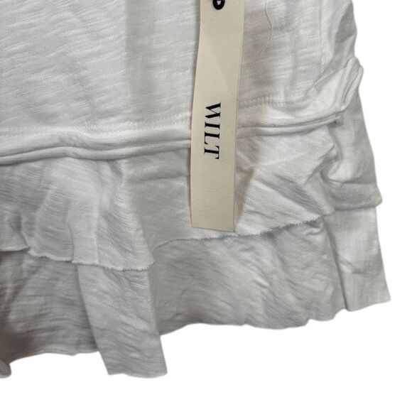 NEW! Wilt Double Tier Mock Hem White Tank Slub Cotton Ruffle Hem Size Small - Picture 4 of 10